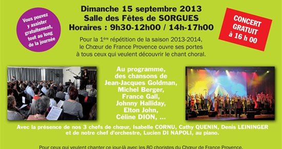 Choeur de France Provence : concert gratuit