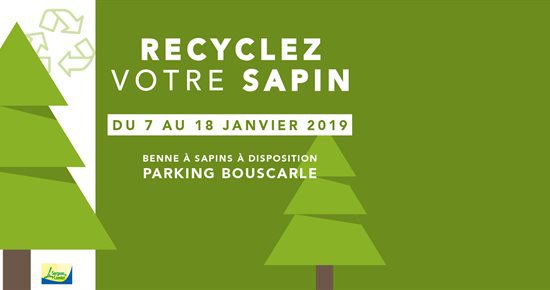 Benne à sapins disponible du 7 janvier au 18 janvier 2019 sur le parking Bouscarle