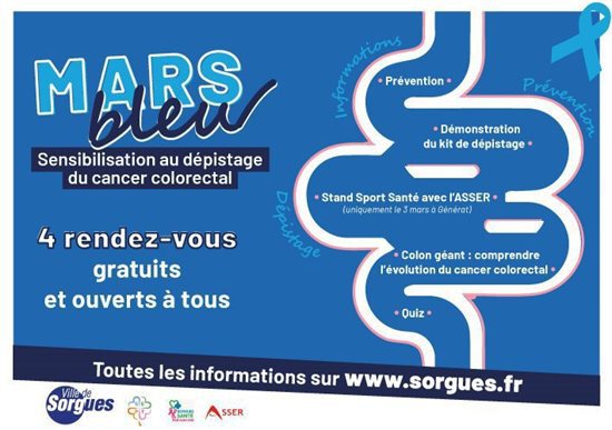 Mars Bleu : Sorgues se mobilise pour le dépistage du cancer colorectal