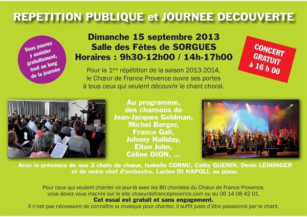 Portes ouvertes et concert Choeur de France Provence