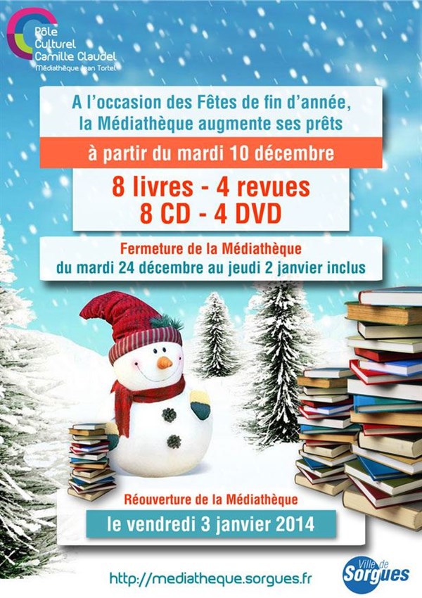 Médiathèque : Fermeture de Noël