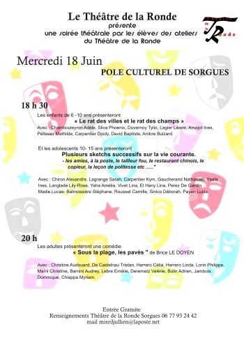 Soirée théâtrale par les élèves du Théâtre de la Ronde